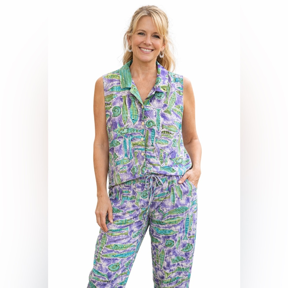 Vintage Weekend Clothes Line Vibrant Sea-life Print